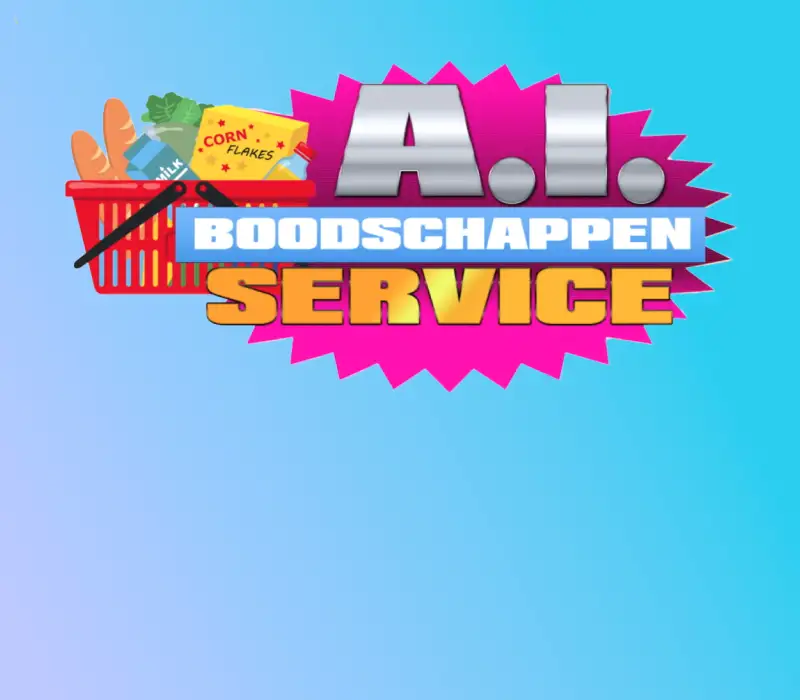 Klokko AI Boodschappen-service logo. Felle kleuren met een gevuld boodschappen mandje.